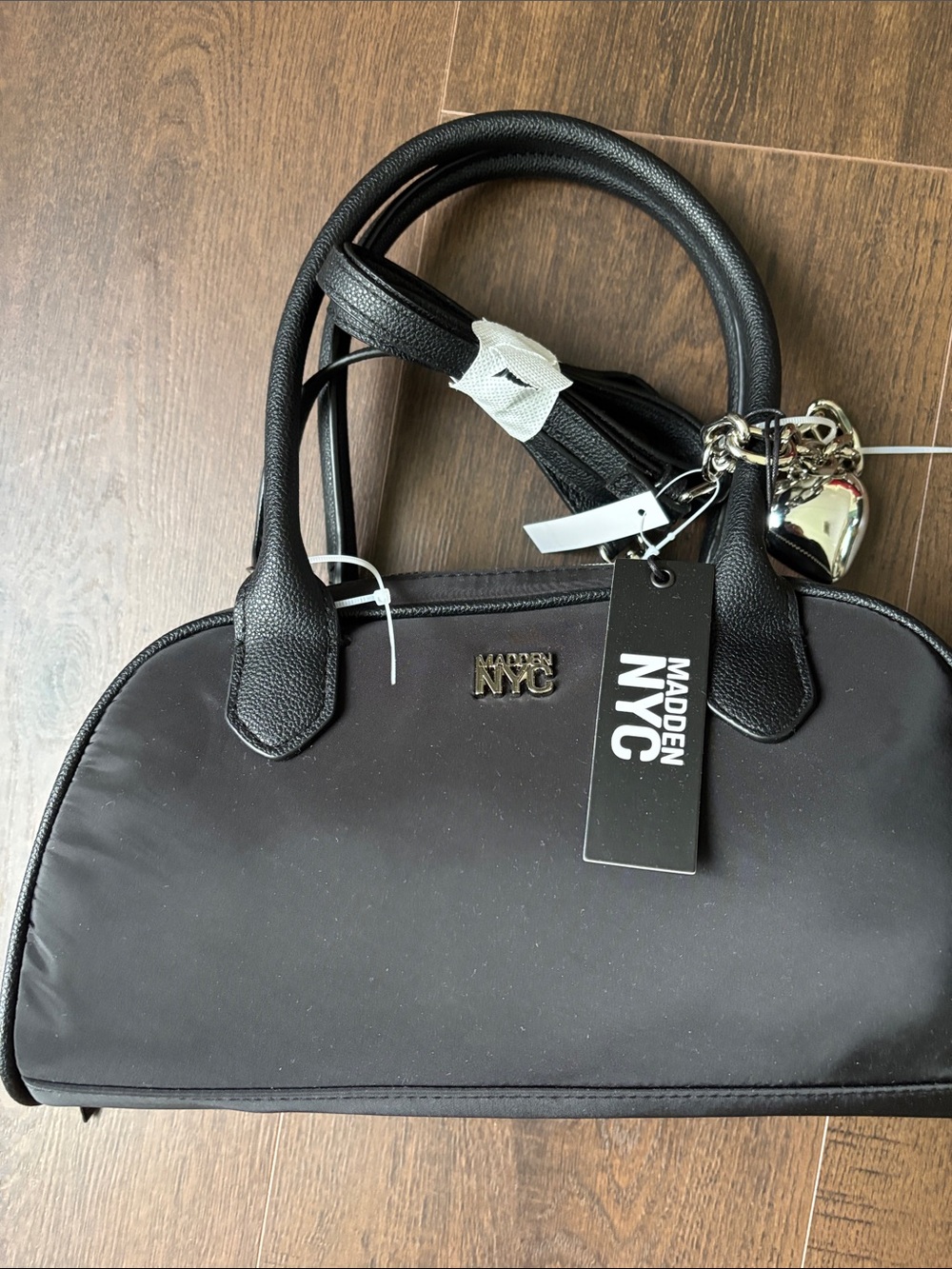 Black Dome Satchel with Heart Charm
